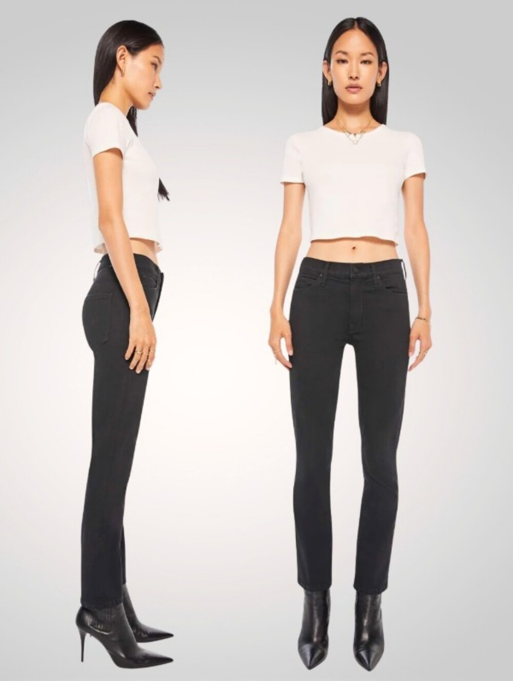 MOTHER The Mid Rise Dazzler Ankle Jeans in Not Guilty Black Denim Size 24